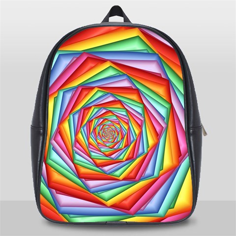 Psychedelic Rainbow Spiral School Bag (Large) from ArtsNow.com Front