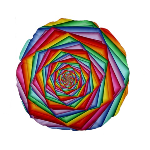 Psychedelic Rainbow Spiral Standard 15  Premium Round Cushion  from ArtsNow.com Back