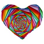 Psychedelic Rainbow Spiral Large 19  Premium Heart Shape Cushion