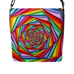 Psychedelic Rainbow Spiral Flap Closure Messenger Bag (L)