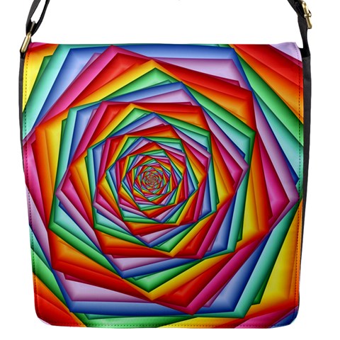 Psychedelic Rainbow Spiral Flap Closure Messenger Bag (S) from ArtsNow.com Front