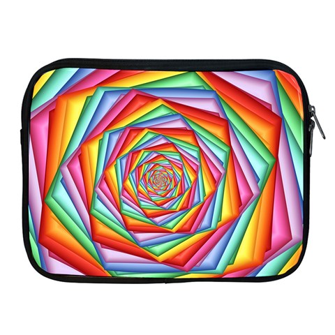 Psychedelic Rainbow Spiral Apple iPad 2/3/4 Zipper Case from ArtsNow.com Front