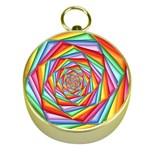 Psychedelic Rainbow Spiral Gold Compass