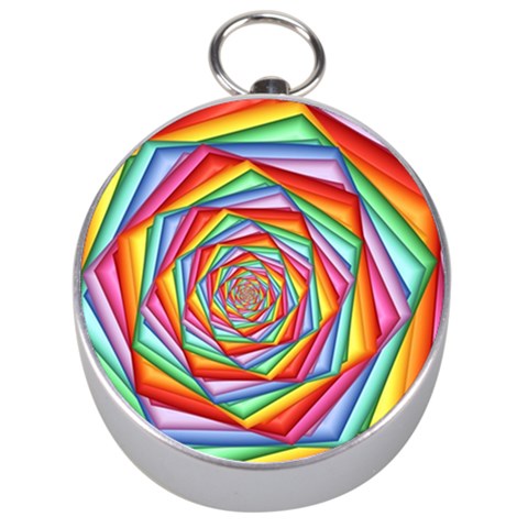 Psychedelic Rainbow Spiral Silver Compass from ArtsNow.com Front