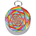 Psychedelic Rainbow Spiral Silver Compass