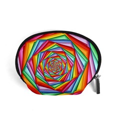 Psychedelic Rainbow Spiral Accessory Pouch (Small) from ArtsNow.com Front