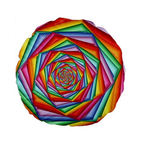 Psychedelic Rainbow Spiral Standard 15  Premium Flano Round Cushion  from ArtsNow.com Front