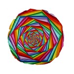 Psychedelic Rainbow Spiral Standard 15  Premium Flano Round Cushion 