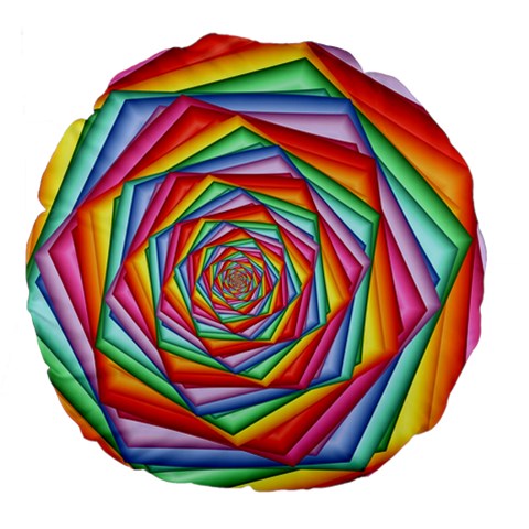 Psychedelic Rainbow Spiral Large 18  Premium Flano Round Cushion  from ArtsNow.com Front