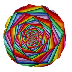 Psychedelic Rainbow Spiral Large 18  Premium Flano Round Cushion  from ArtsNow.com Front