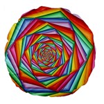 Psychedelic Rainbow Spiral Large 18  Premium Flano Round Cushion 