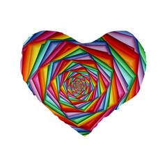 Psychedelic Rainbow Spiral Standard 16  Premium Flano Heart Shape Cushion  from ArtsNow.com Front