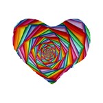 Psychedelic Rainbow Spiral Standard 16  Premium Flano Heart Shape Cushion 