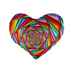 Psychedelic Rainbow Spiral Standard 16  Premium Flano Heart Shape Cushion  from ArtsNow.com Back