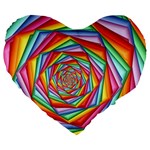 Psychedelic Rainbow Spiral Large 19  Premium Flano Heart Shape Cushion