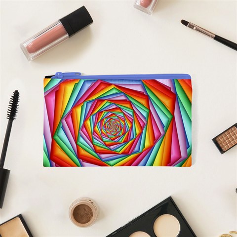 Psychedelic Rainbow Spiral Cosmetic Bag (XS) from ArtsNow.com Front