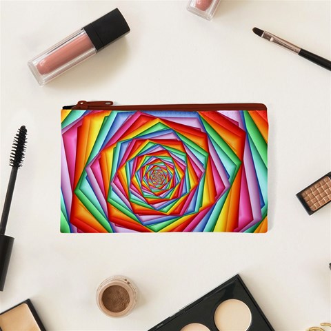 Psychedelic Rainbow Spiral Cosmetic Bag (XS) from ArtsNow.com Front