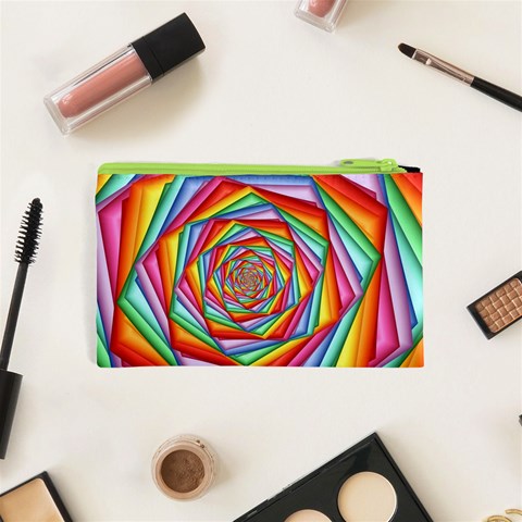 Psychedelic Rainbow Spiral Cosmetic Bag (XS) from ArtsNow.com Back