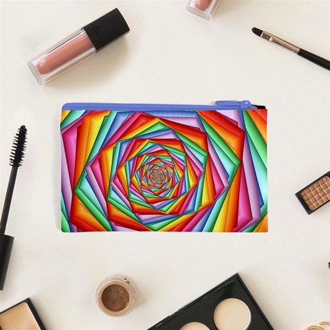 Psychedelic Rainbow Spiral Cosmetic Bag (XS) from ArtsNow.com Back