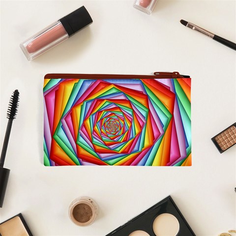 Psychedelic Rainbow Spiral Cosmetic Bag (XS) from ArtsNow.com Back