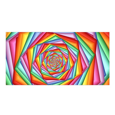 Psychedelic Rainbow Spiral Satin Shawl from ArtsNow.com Front