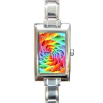 Psychedelic Rainbow Spiral Rectangle Italian Charm Watch