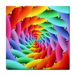 Psychedelic Rainbow Spiral Tile Coaster