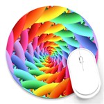 Psychedelic Rainbow Spiral Round Mousepad