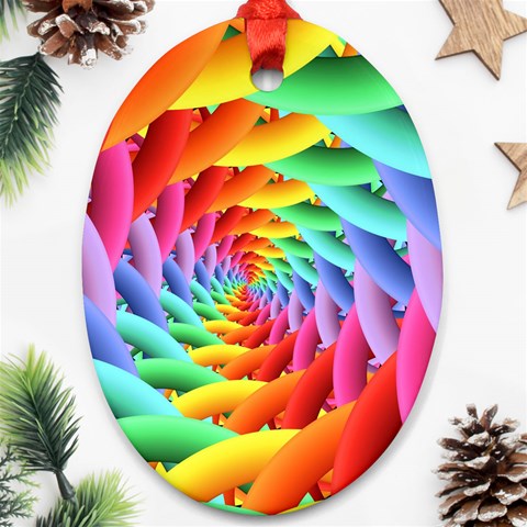 Psychedelic Rainbow Spiral Ornament (Oval) from ArtsNow.com Front