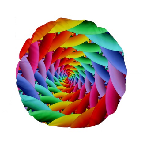 Psychedelic Rainbow Spiral Standard 15  Premium Round Cushion  from ArtsNow.com Front