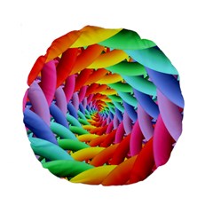 Psychedelic Rainbow Spiral Standard 15  Premium Round Cushion  from ArtsNow.com Front