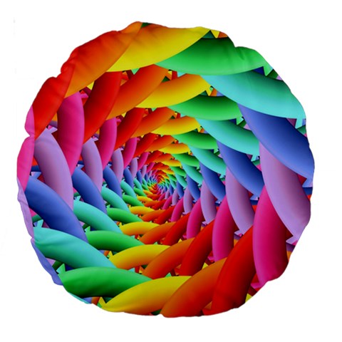 Psychedelic Rainbow Spiral Large 18  Premium Round Cushion  from ArtsNow.com Front