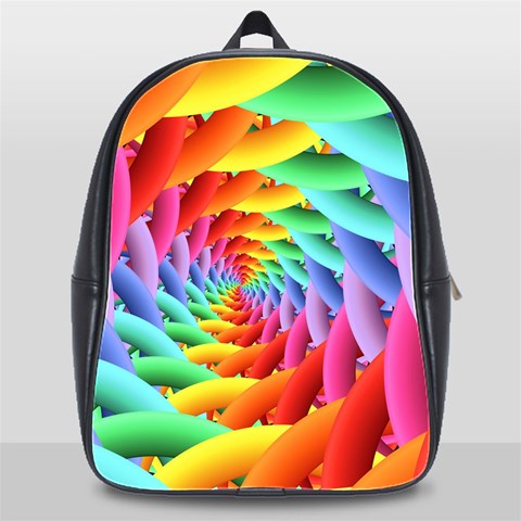 Psychedelic Rainbow Spiral School Bag (XL) from ArtsNow.com Front