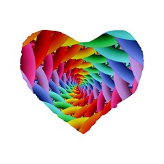 Psychedelic Rainbow Spiral Standard 16  Premium Heart Shape Cushion  from ArtsNow.com Front