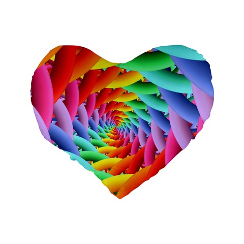 Psychedelic Rainbow Spiral Standard 16  Premium Heart Shape Cushion  from ArtsNow.com Back