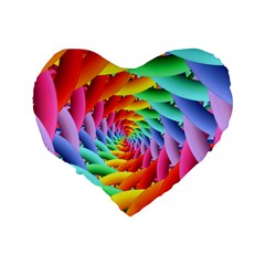 Psychedelic Rainbow Spiral Standard 16  Premium Heart Shape Cushion  from ArtsNow.com Back