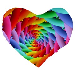 Psychedelic Rainbow Spiral Large 19  Premium Heart Shape Cushion from ArtsNow.com Front