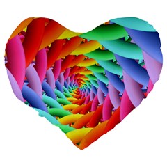 Psychedelic Rainbow Spiral Large 19  Premium Heart Shape Cushion from ArtsNow.com Back