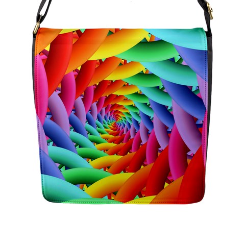 Psychedelic Rainbow Spiral Flap Closure Messenger Bag (L) from ArtsNow.com Front