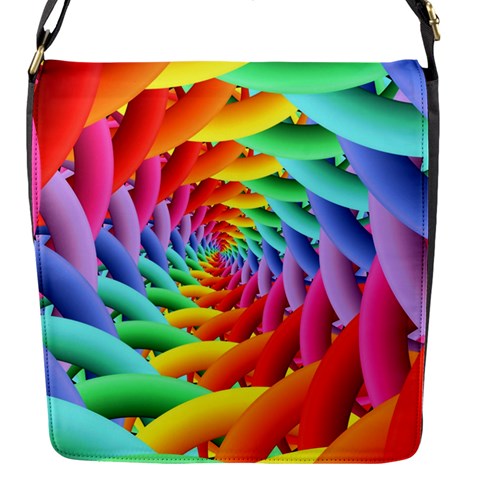 Psychedelic Rainbow Spiral Flap Closure Messenger Bag (S) from ArtsNow.com Front