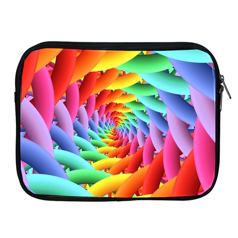 Psychedelic Rainbow Spiral Apple iPad 2/3/4 Zipper Case from ArtsNow.com Front