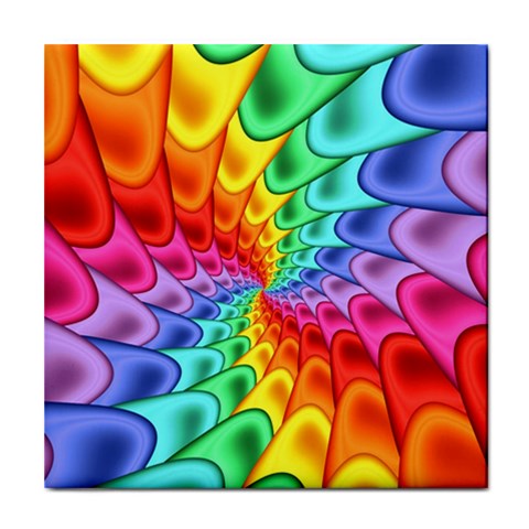 Psychedelic Rainbow Spiral Tile Coaster from ArtsNow.com Front