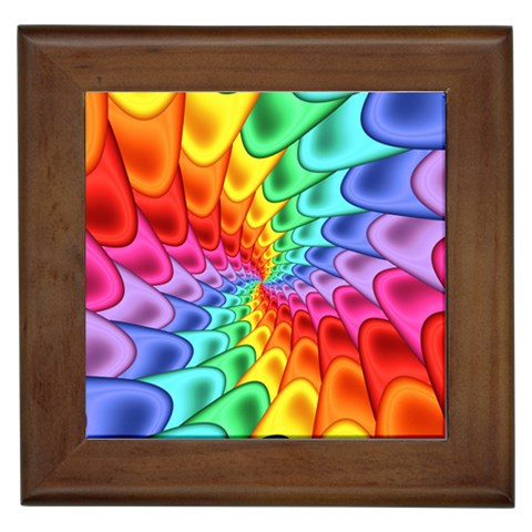 Psychedelic Rainbow Spiral Framed Tile from ArtsNow.com Front