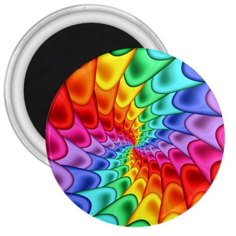 Psychedelic Rainbow Spiral 3  Magnet from ArtsNow.com Front