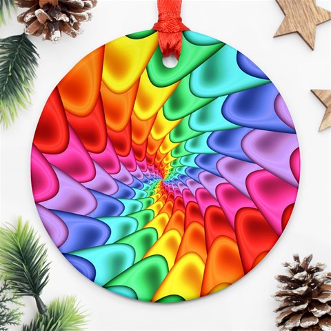 Psychedelic Rainbow Spiral Ornament (Round) from ArtsNow.com Front