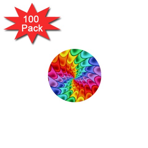 Psychedelic Rainbow Spiral 1  Mini Button (100 pack)  from ArtsNow.com Front