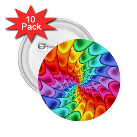 Psychedelic Rainbow Spiral 2.25  Button (10 pack) from ArtsNow.com Front