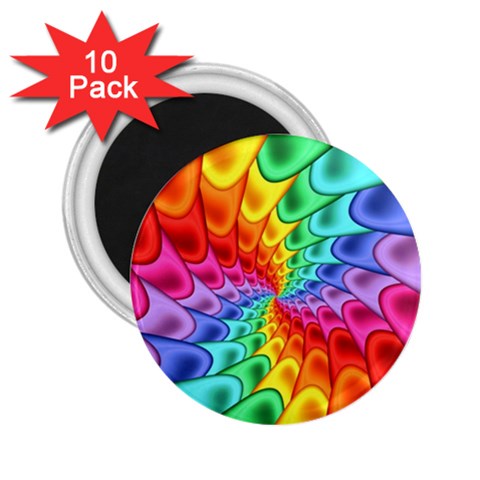 Psychedelic Rainbow Spiral 2.25  Magnet (10 pack) from ArtsNow.com Front