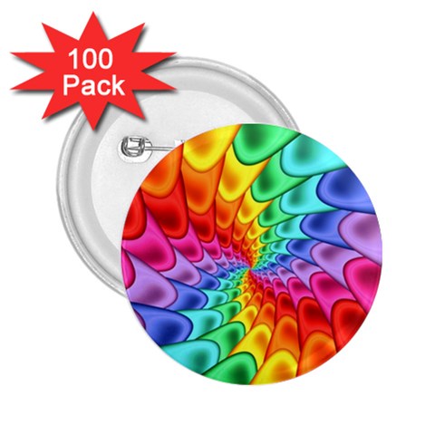 Psychedelic Rainbow Spiral 2.25  Button (100 pack) from ArtsNow.com Front