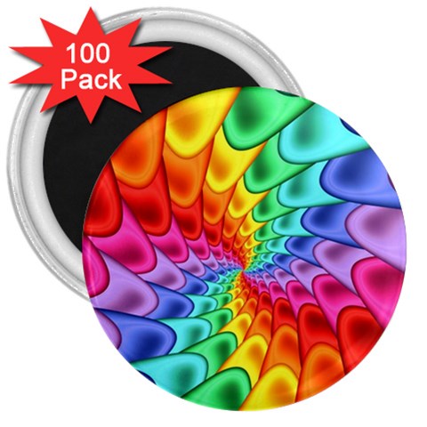 Psychedelic Rainbow Spiral 3  Magnet (100 pack) from ArtsNow.com Front